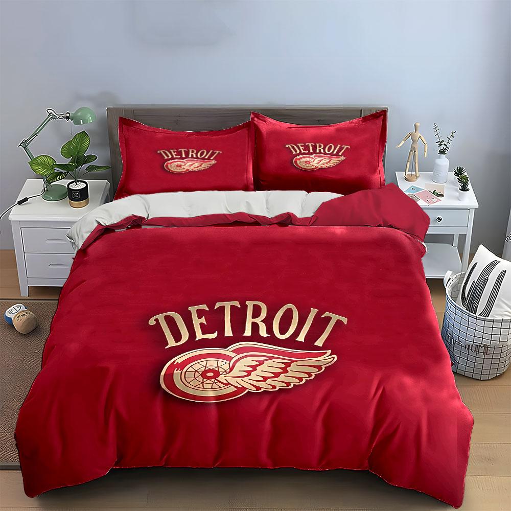 Detroit Logo Red Bedding Set Bedding Duvet Cover Set Duvet Cover Pillowcases (1 * Duvet Cover 2 * Pillowcases, Without Duvet Insert)