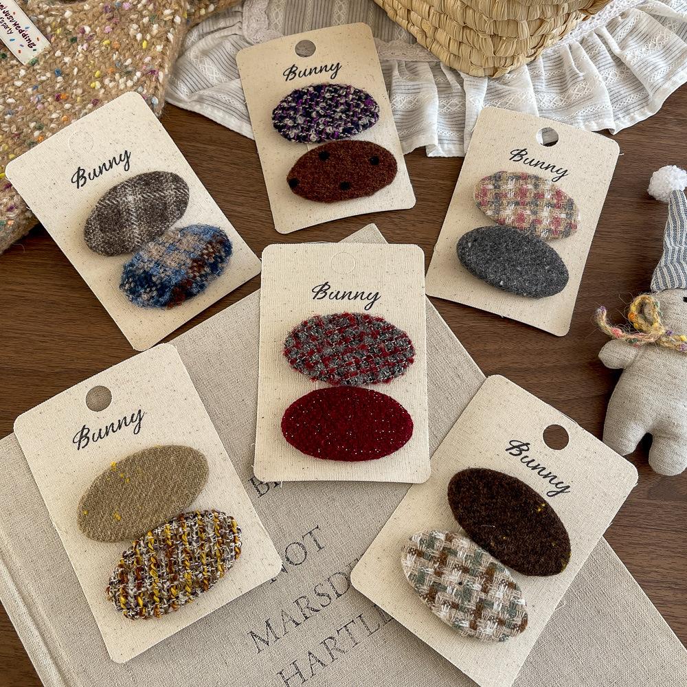 Japan and South Korea Xiaoxiang Style Pattern Oval Bb Clip Temperament Hairpin High-end Girl Broken Hair Headdress Bangs Hair Accessories Hairpin