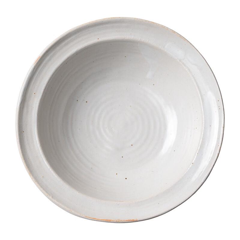 Vintage Ceramic Double-Handled Salad Bowl with Hemp Rope Design