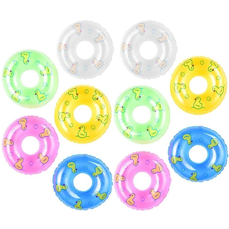 10/20Pcs Doll Swimming Ring Mini Swim Rings for Barbie Doll Inflatable Lifebuoy Toys Duck Baby Shower Toys Dollhouse Accessories