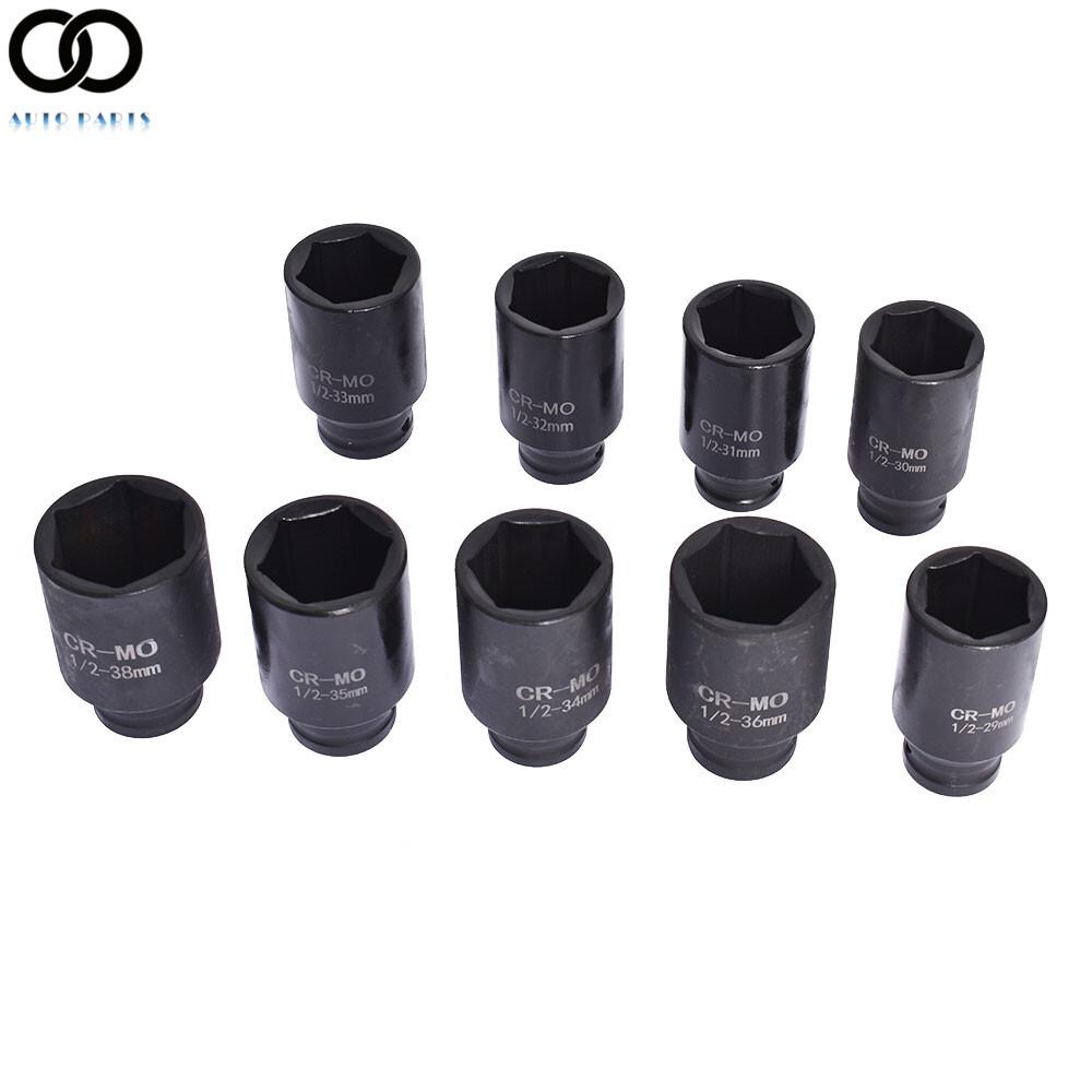 9Pcs 1/2" Drive Deep Impact Socket Set - Metric Axle Hub Nut Sockets 29-38mm