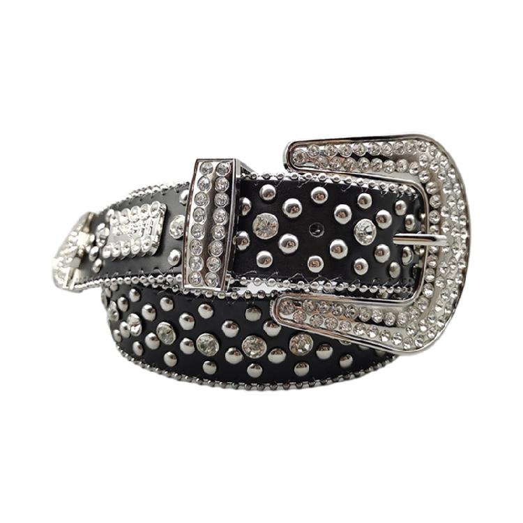 Exaggerated Rhinestone Waist Belts for Adult Pin Buckle Belt for Jeans Waistband