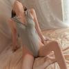 Mu Xiaochu Zipper Open Cup Bodycon Push-Up Bunny Bodysuit Lingerie