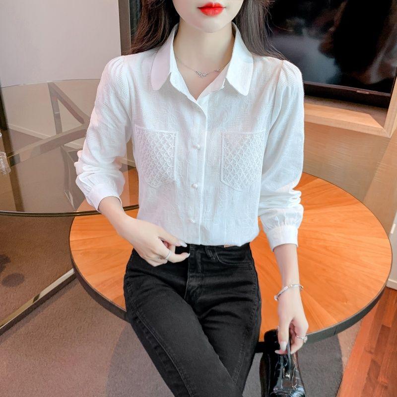 Long Sleeve Women's Shirt Stylish Spring  Autumn New Clothing Ladies Solid Top