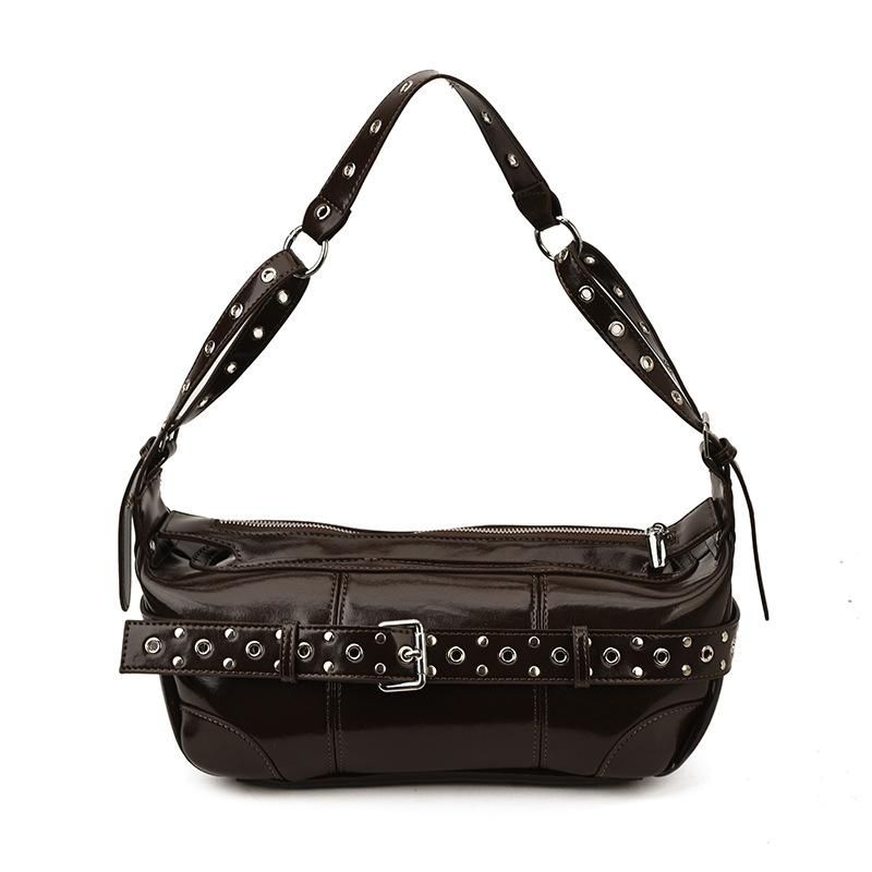 

Commuter bag female niche hottie punk style shoulder armpit bag 2025 new casual portable baguette bag