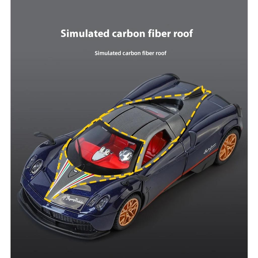1/32 Pagani Fengshen BC Alloy Sports Car Model, with Sound and Light Children's Toy Car, Gaming Vehicle Gift for Boys Halloween
