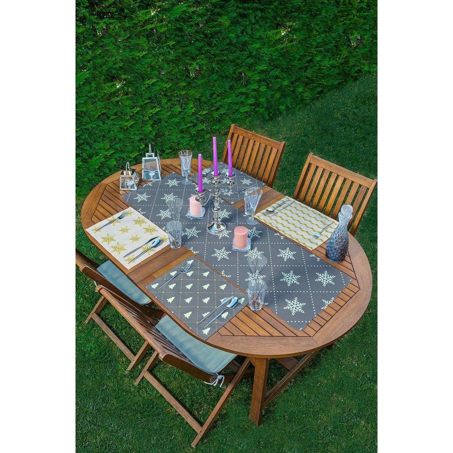 New Year Themed Snowflake Runner and Placemat Set 5 Pieces / Placemat Table Mat Dining Table Mat Coaster