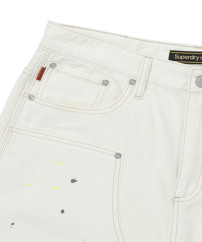 Syupeodeulai Denim Carpenter Painting Bermuda Shorts Ivory