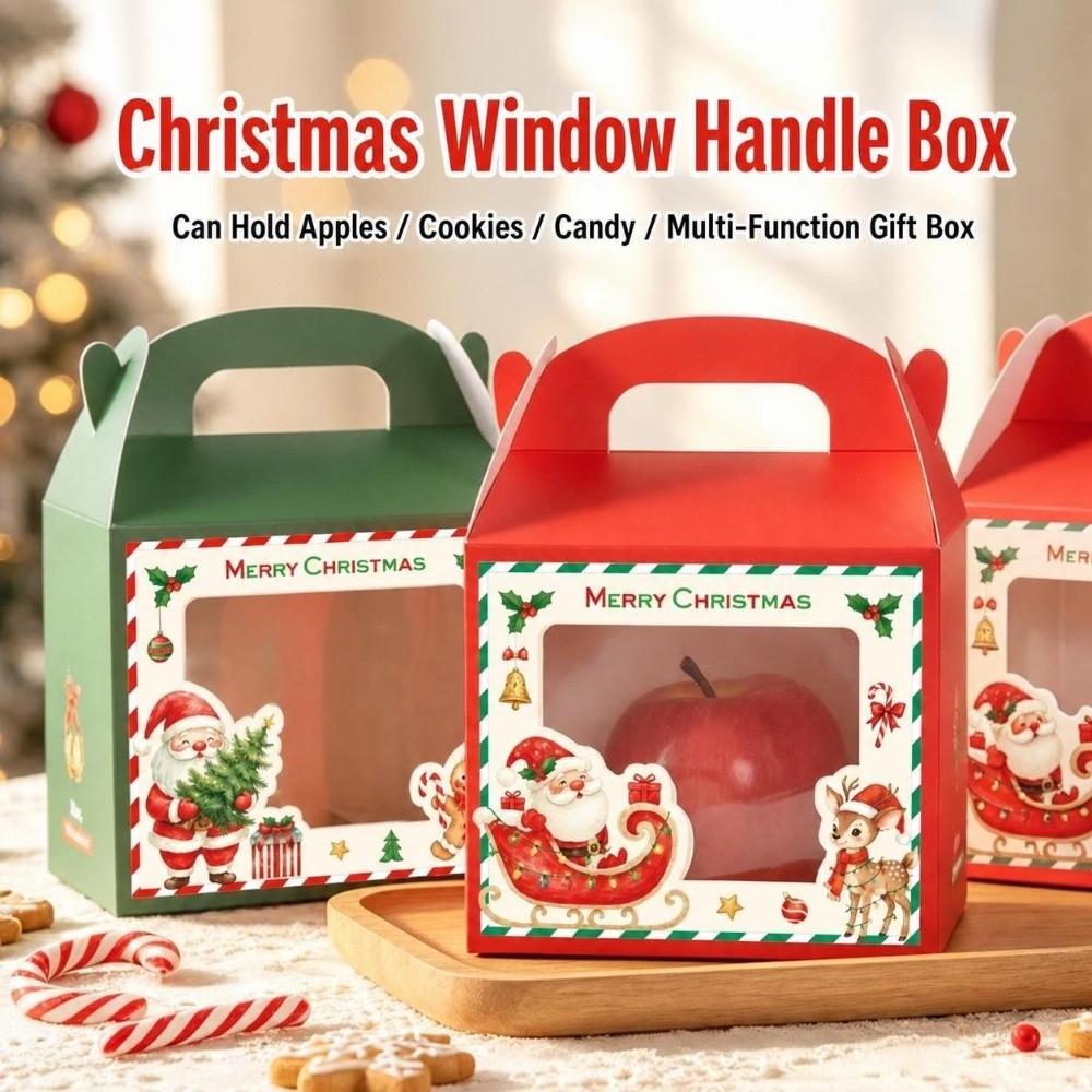5pcs Clear Window Christmas Gift Box Christmas Gift Wrapping Box  For Christmas Parties Gift