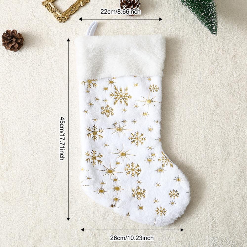 New Snowflake Christmas Knitted Socks Large Capacity Christmas Stockings Hanging Embroidered Candy Bag Window Fireplace Decor