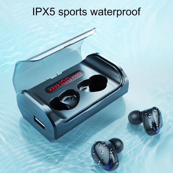T8 Wireless Earphone Noise Reduction IPX7 Waterproof Touch Screen Bluetooth-compatible 5.1 9D Stereo Headset for Home