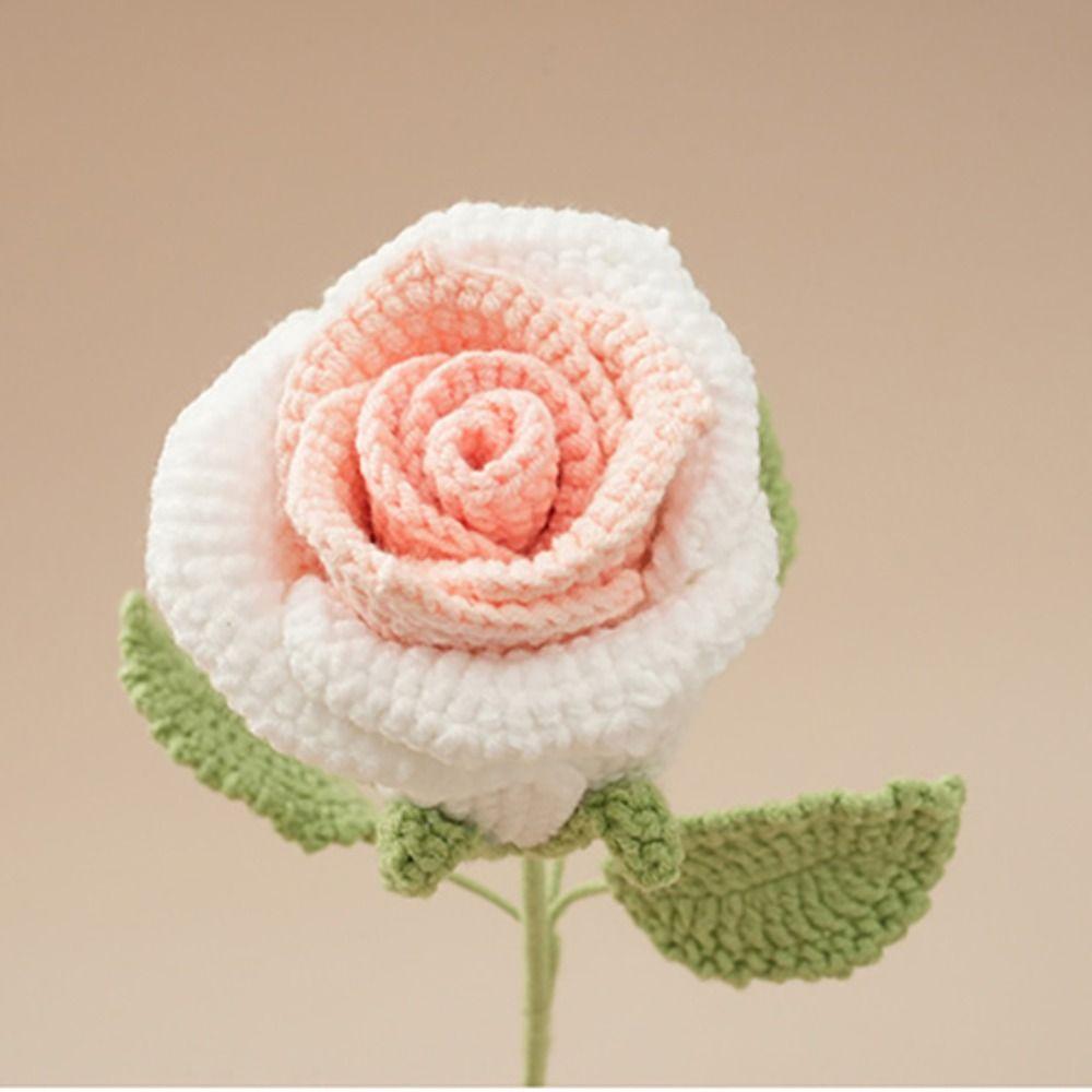 Handmade Crochet Bouquet 45cm Length Knitting Flowers Creative Crochet Flowers Wedding Gift