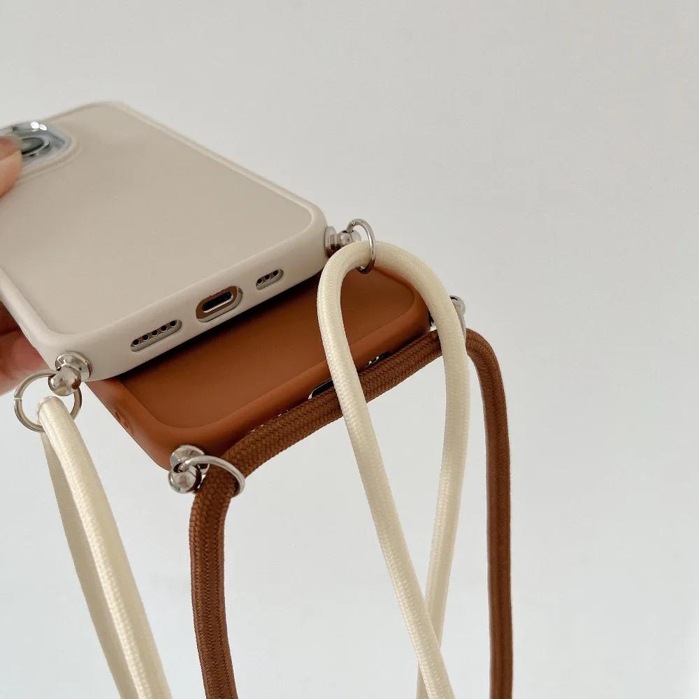 Luxusní crossbody náhrdelník šňůrka pouzdro na telefon pro iPhone 15 14 13 12 11 Pro Max X XS XR 7 8 Plus SE   Kryt se šňůrkou