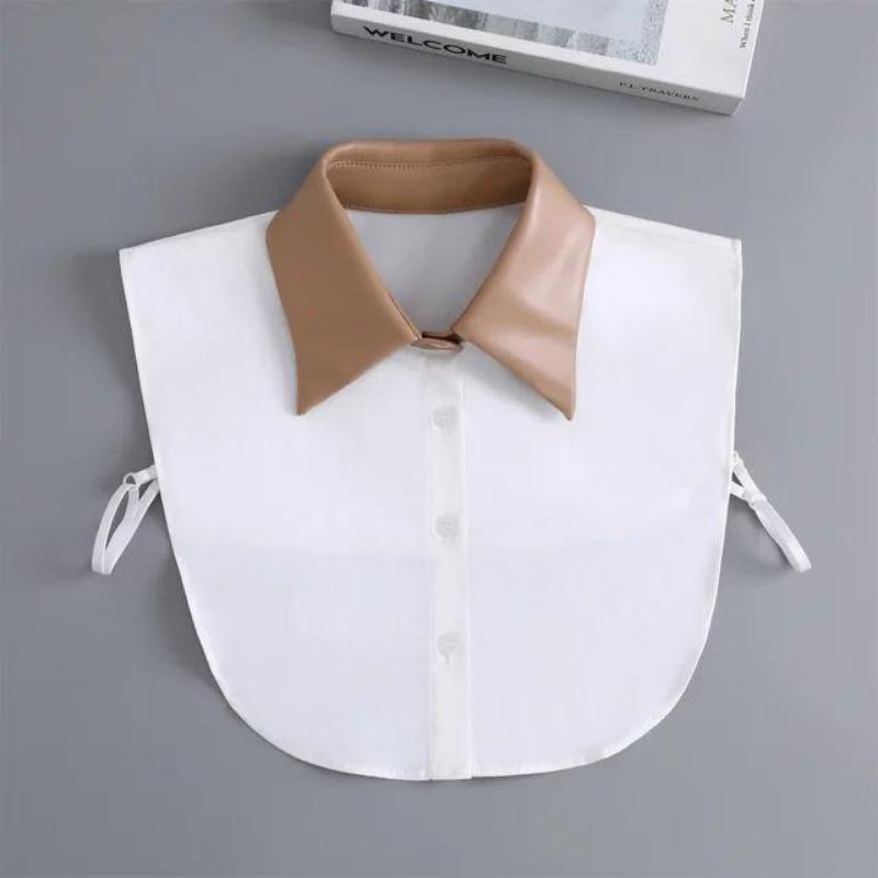 New Women White Lace Fake Collar Vintage Shirt Detachable Collar Front Tie Men Lapel Blouse Top Sweater Cotton False Collars