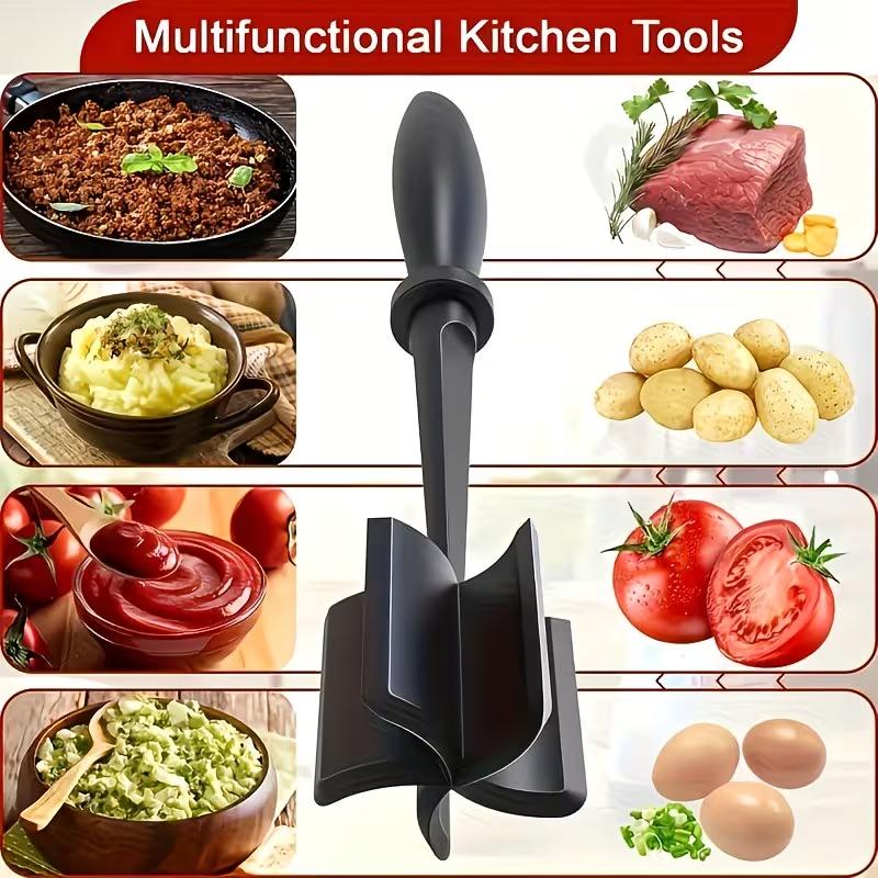 Stainless Steel Meat Chopper Ground Beef Masher Kitchen Tool for Breaking Up Ground Meat, Beef, Turkey and Cooking Preparation