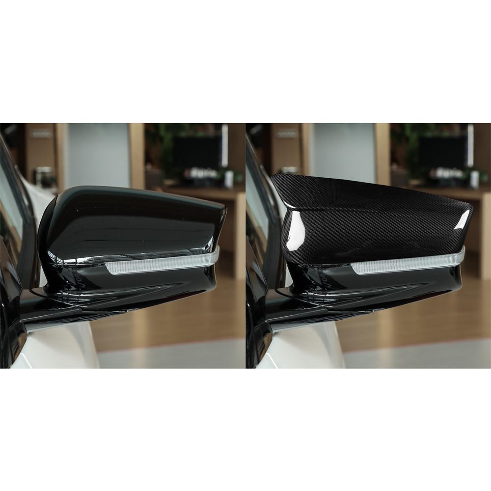 2Pcs Black Carbon Fiber Add-On Mirror Cap Cover Trim For Kia EV6 2022 2023 2024
