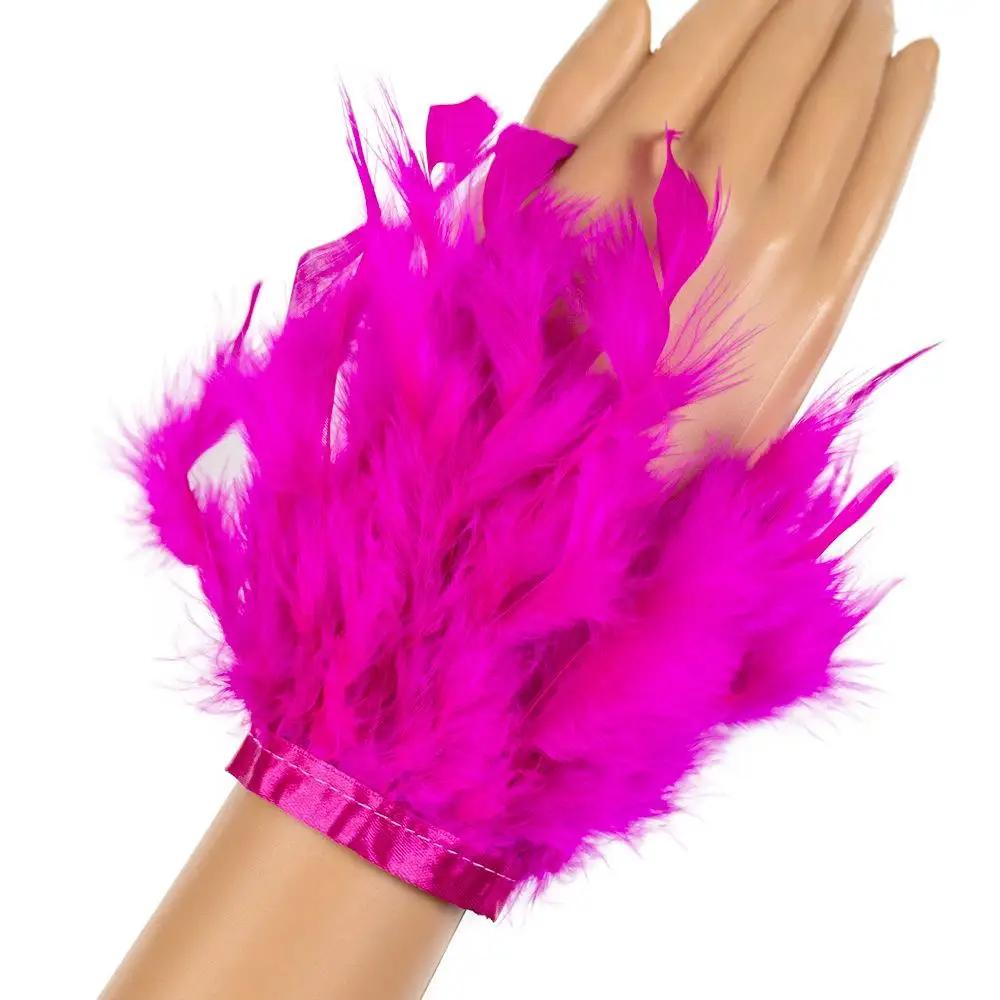 Removable Sticky Ostrich Feather Wristband Decoration Clothing Cuff Hat Handmade DIY Accessories Holiday Party Decoration