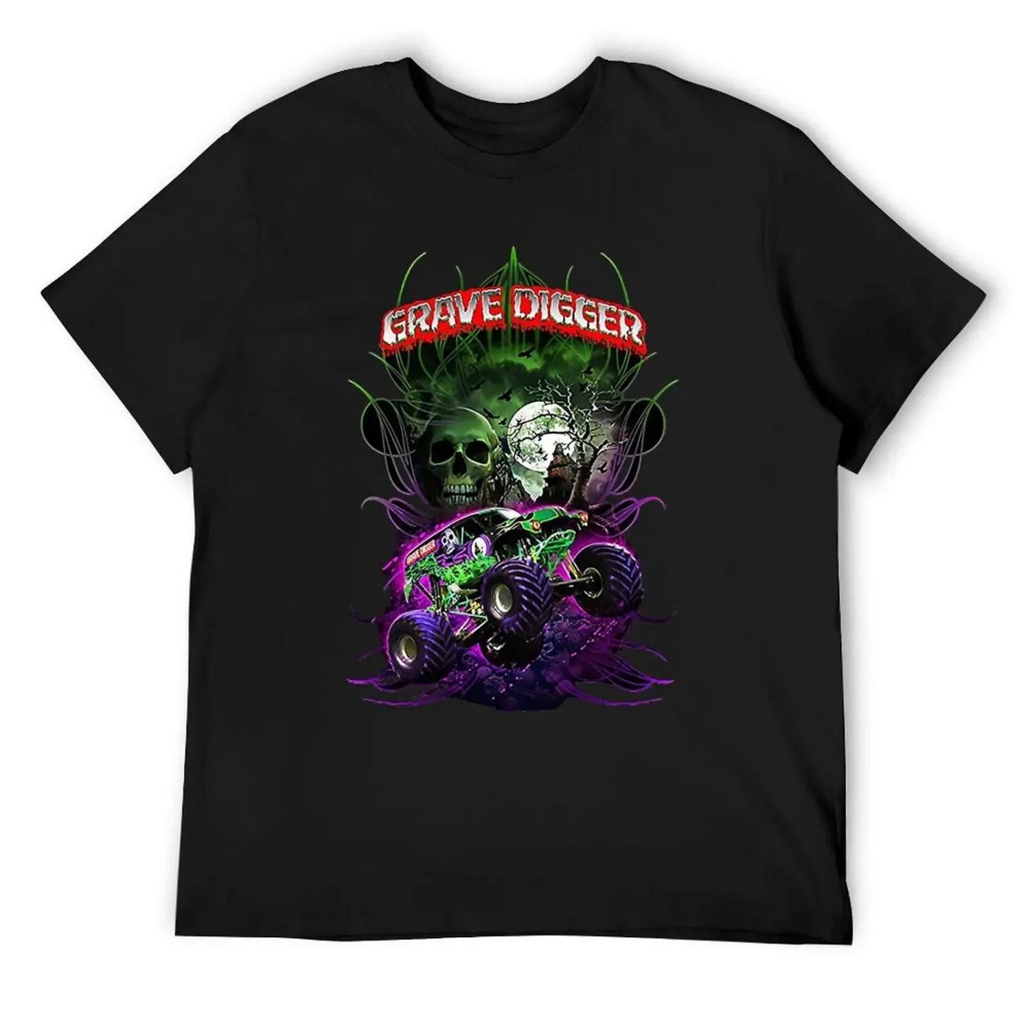 

grave digger monster jam monster truck T-Shirt graphic t shirts vintage summer top quick drying funny t shirts for men S