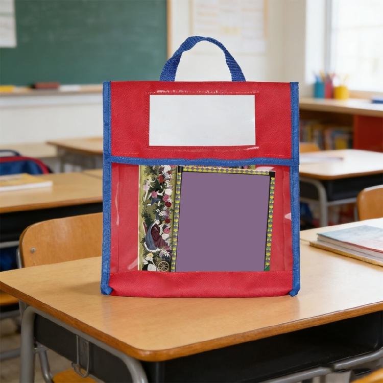 4 Colors Kids Book Transport Bag With Transparent Front And Adjustable Strap For Quick Opening And Closing