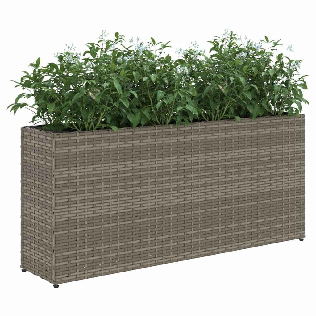 Vidaxl Garden Planter With 2 Inserts, Grey, 90X20X40 Cm, Pe Rattan