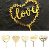 Gold Acrylic Heart Collection Cake Topper Dessert Decoration Birthday Party Cupcake