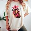 Chicken With Bandana Glasses T Shirt Girl Vintage Comfortable Fashion Top For Everyday Wear Graphic Stylish Streetwear