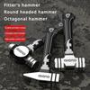 Mini Octagonal Hammer - Multi-Functional Magnetic Heavy Duty High Carbon Steel Woodworking Nail Hammer with Sheep Horn Handle