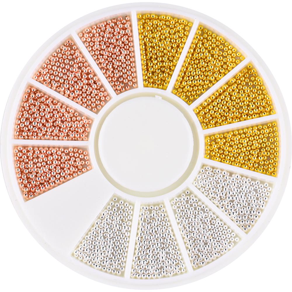 1 cutie Nail Art Caviar Margele Mici din Oțel Strasuri Mix Size 3D Bijuterii pentru unghii Rose Gold Argint Manichiură DIY Decorare Accesorii