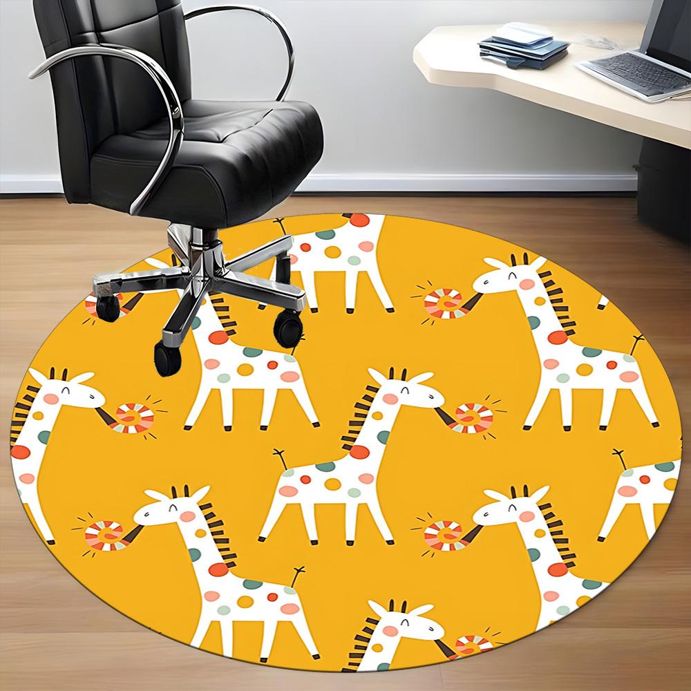 1pc Giraffe Pattern Office Round Rug, Non-slip, Soft and Durable Office Rug for Interior Decoration, Perfect for Office, Beautiful Decoration yy260323