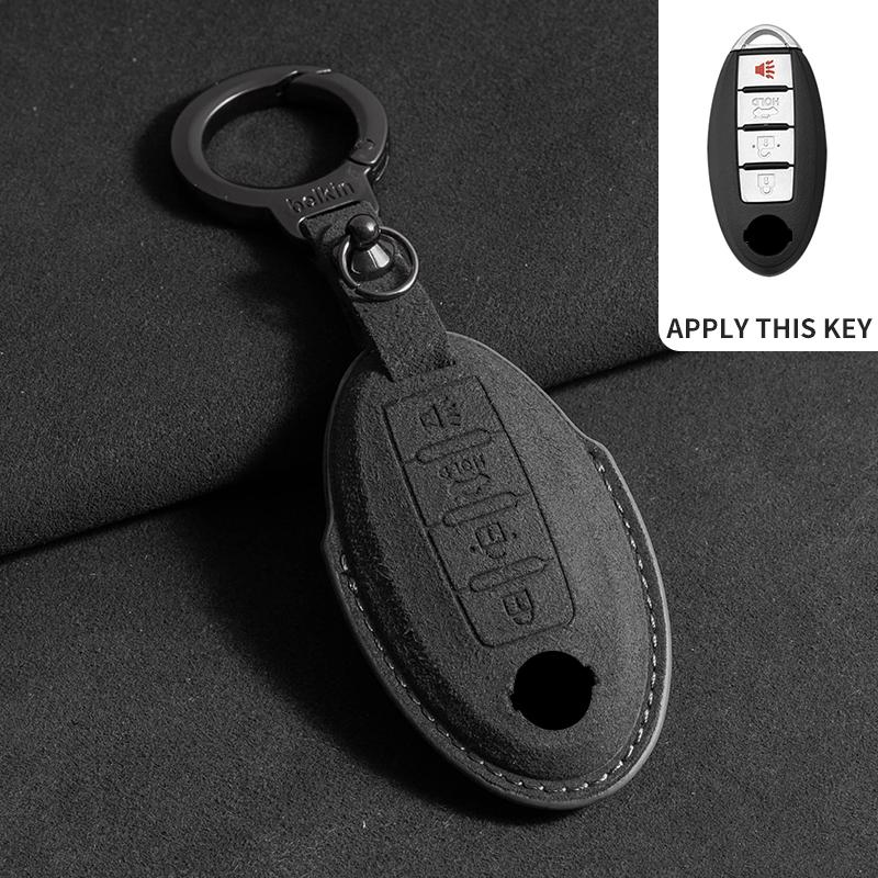 Suede Car Key Case For Nissan Rogue XTrail T32 T31 Qashqai J11 J10 Kicks Tiida Pathfinder Murano Juke Sentra Maxima Rogue Armada
