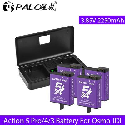 Baterie pro digitální fotoaparát DJI Osmo Action 5 Pro Action 4/3, 2250mAh, s LCD displejem, rychlá nabíječka USB Type C
