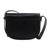 Michael Kors MK Hally Letter Buckle Solid Color Vintage Leather Saddle Bag Women Shoulder Bag Black 32F1G2HC1L-001