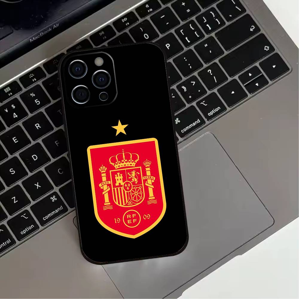 Spanish National Flag  Phone Case For iPhone 17,16,15,14,13,12,11 Plus,Pro Max,XS,Soft Silicone Black Cover