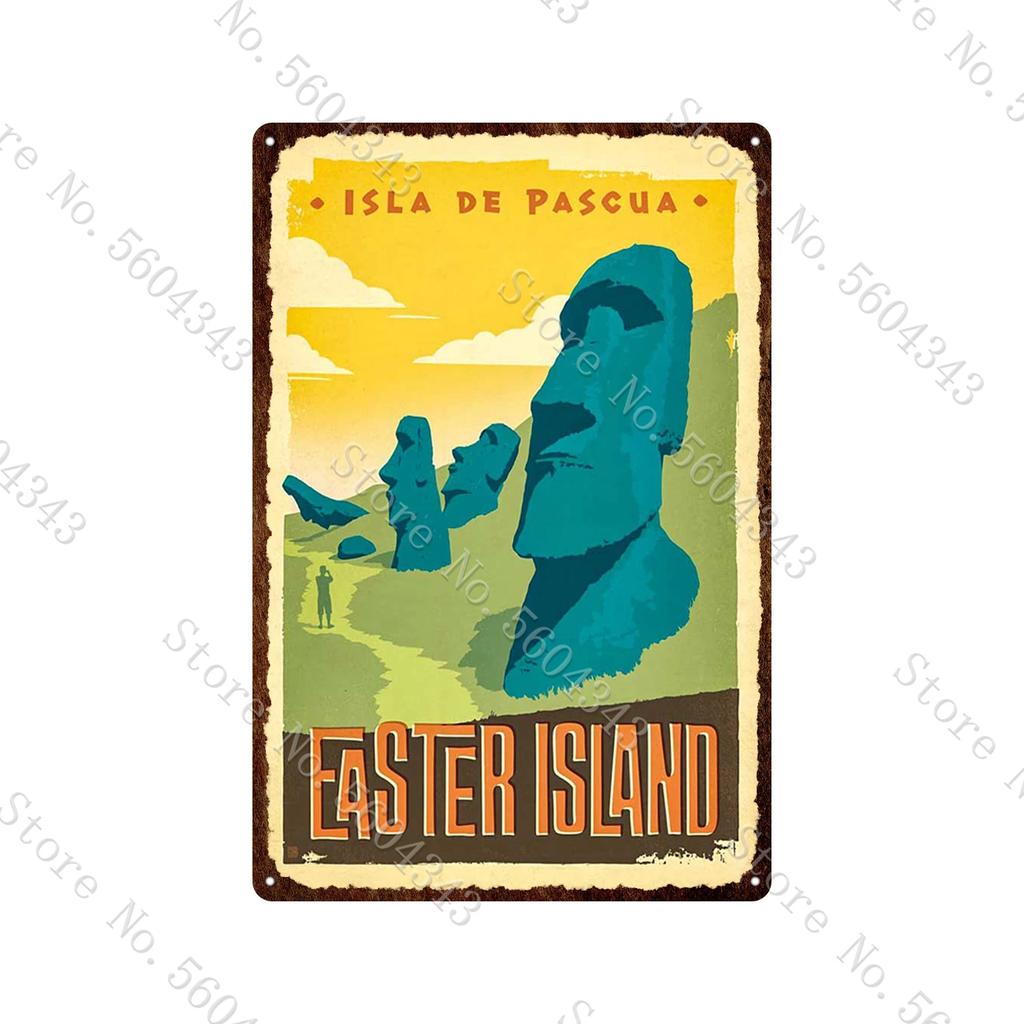City Landscape Vintage Metal Sign Paris San Francisco Los Angeles Dubai Travel Scenery Tin Plates Home Decoration Metal Poster