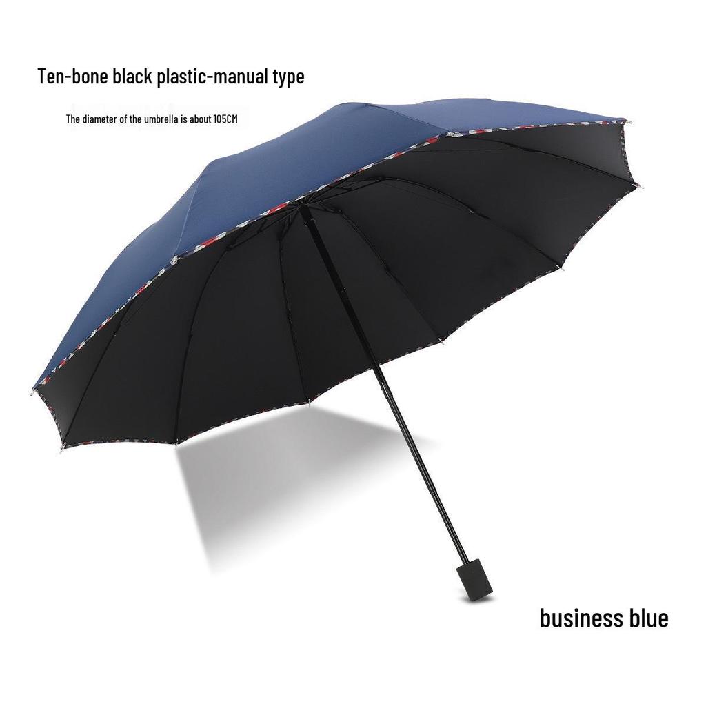 Extra-Large Automatic Black Men's Sunshade & Rain Umbrella - Sturdy, Foldable, Customizable with Thickened Design