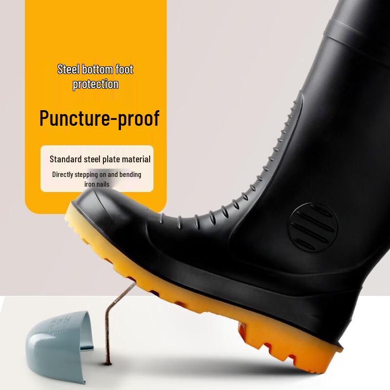 Zhongyi Men's Steel-Toe Industrial Rain Boots