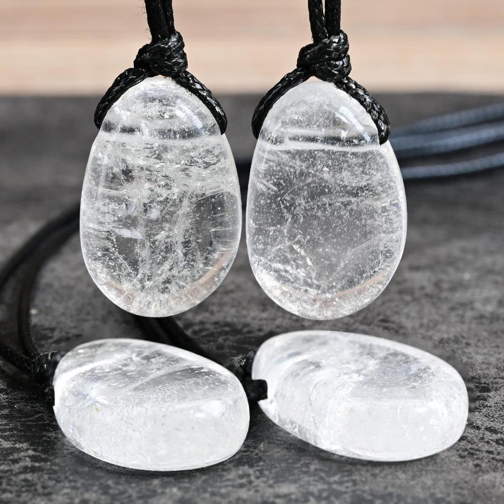 Unregelmäßiger Weißer Kristall Wassertropfen Anhänger Unisex Wachsschnur Halskette
