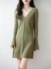 2026 Autumn/Winter Women's V-Neck Flare Sleeve Slimming Knit Top