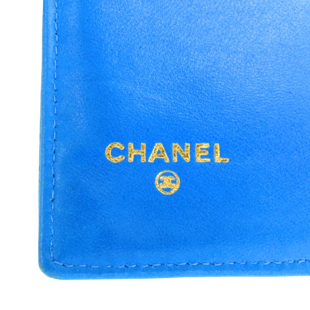 Used CHANEL Bifold Wallet COCO Mark Gamaguchi Caviarskin Blue Accessory