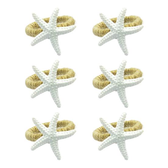Starfish Napkin Rings White Sea Star Napkin Holders Coastal Style Napkin Rings for Beach Theme Party Dinner Party Wedding Table Decor