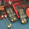 Christmas Cute Stainless Steel Japanese Dessert & Coffee Spoon Fork Gift Set with Gift Box