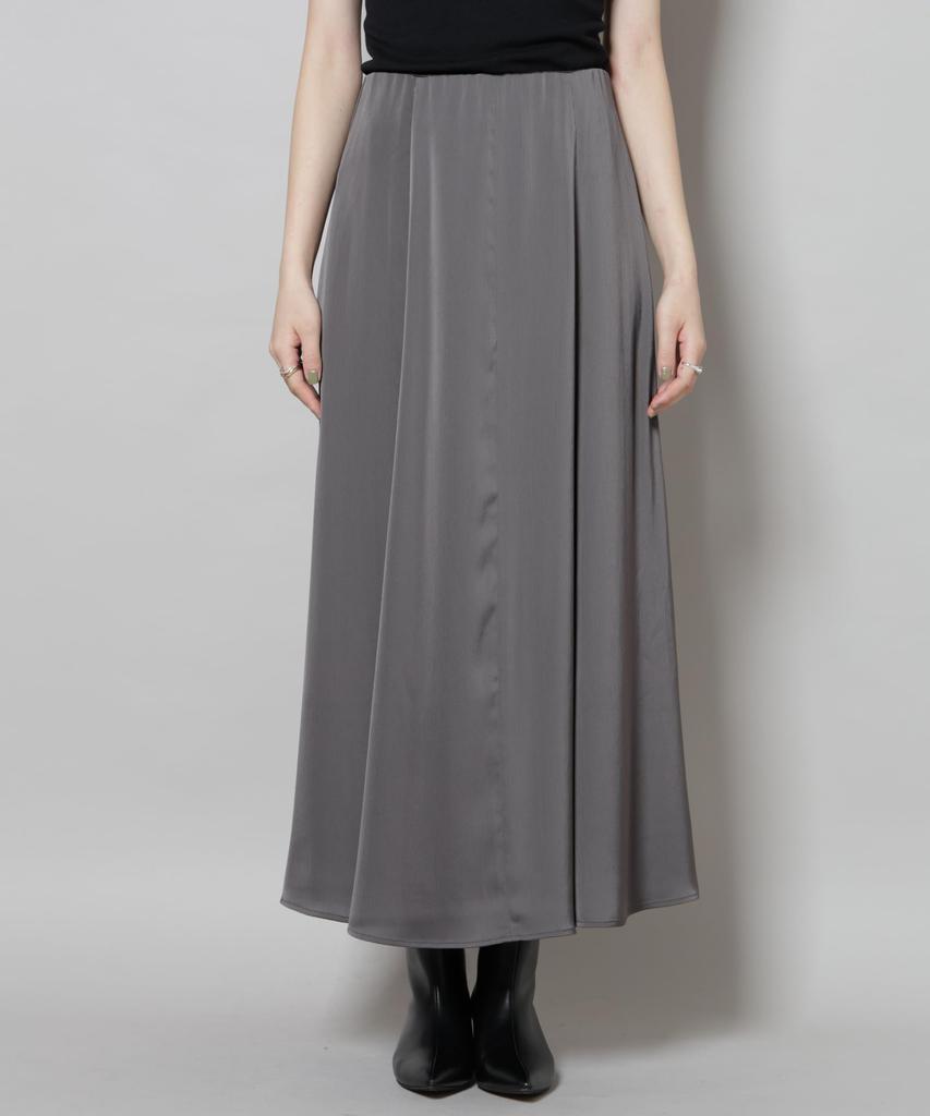 Nano Universe Satin Flare Maxi Skirt Be Paired with Other Small 023 Charcoal (Can Items) Women's 669-5230306