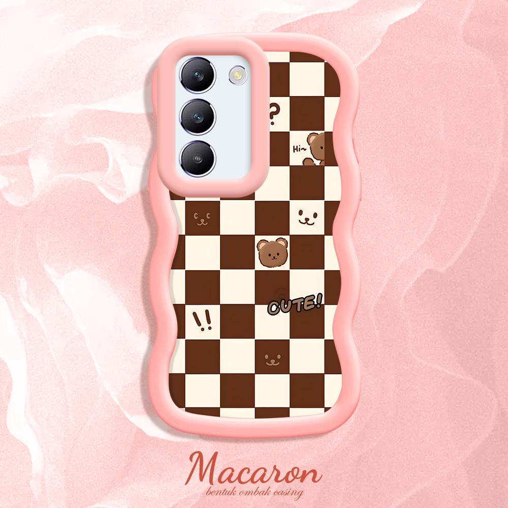 

Окрашенный узор Big Wave Edge Мягкий силиконовый материал Macaron чехол для телефона противоударный защитный резиновый чехол для OnePlus Vivo Motorola Moto Vivo Y200 5G розовый