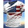 Summer Men's Short Holiday T-shirt Trendy Breathable Top Outdoor Patriotic Soft Round Neck Polyester Top
