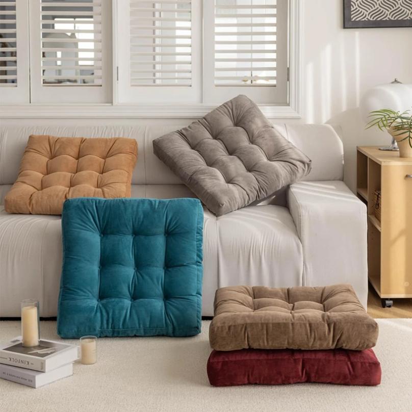 Floor Pillow Square Floor Seating Pillow Cushion Meditation Yoga Seat Kneeling Pillows Thick Tufted Cushions Mat Pad Balcony