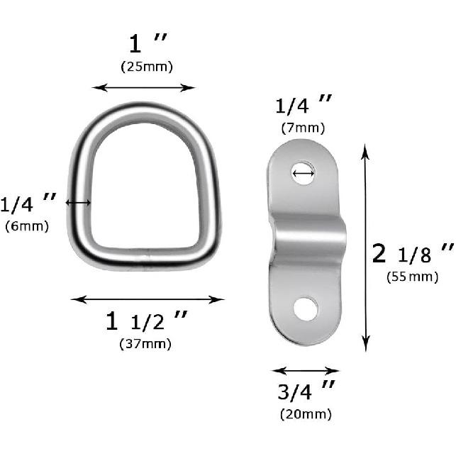 Tie Down Anchor, Stainless Steel Cargo Tie Rings for Truck Bed Kayak Canoe Boat