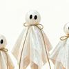 Reflective Fabric Halloween Spirit Figure Set, Three Standing Figures in Varied Sizes with Wooden Discs for Living Room, Entryway, and Office Displays
