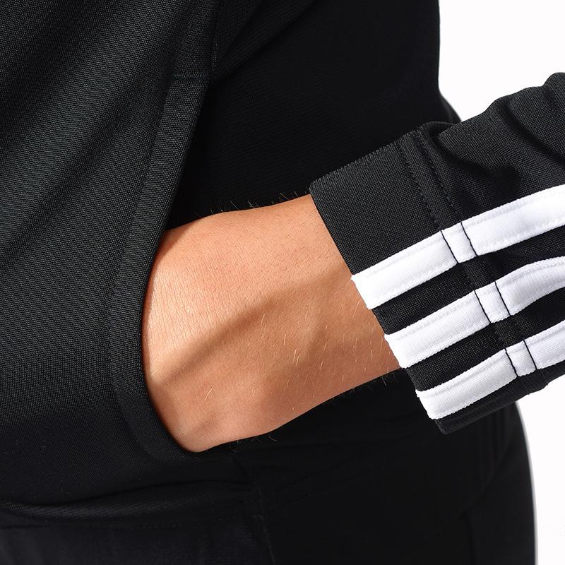 Adidas Striped Stand Collar Zip Jacket And Pants Leisure Set Women Set Black BK4674