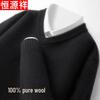 Hengyuanxiang Men's Pure Wool V-Neck Knitted Pullover Sweater