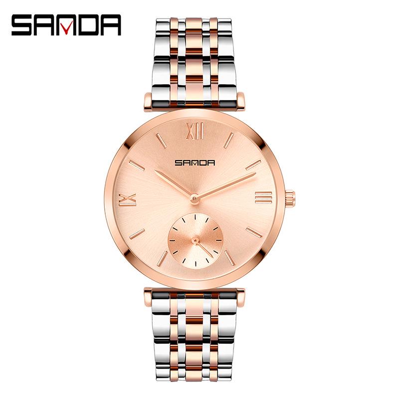 Sanda Summer Steel Band Couple Watches - Trendy Waterproof Wristwatches for Men and Women
